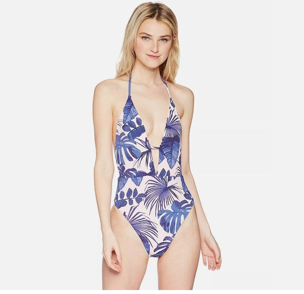 The Bikini Lab Women's Standard High Leg Halter One Piece Swimsuit Sz. M